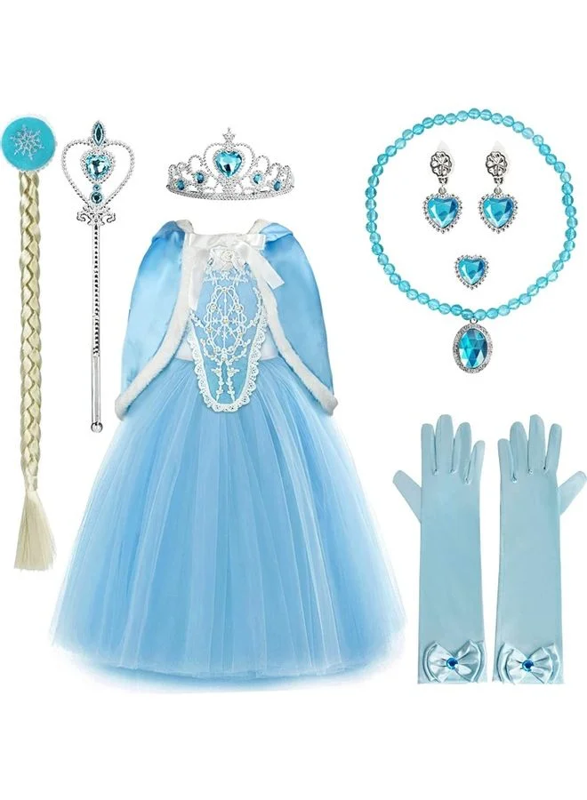 XiuWoo Princess Costume Dress with Jewellery Set (Premium Fabric, 110cm) yzvxh