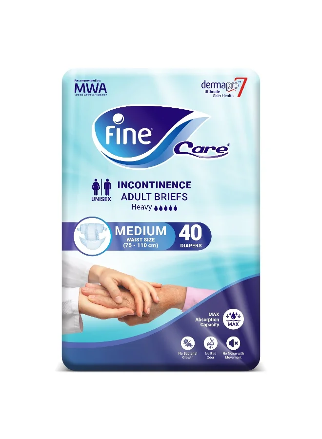 Fine Care Adult Incontinence Briefs Premium Absorbent Diapers (Medium, 75-110cm, 40 Count) 1yseh