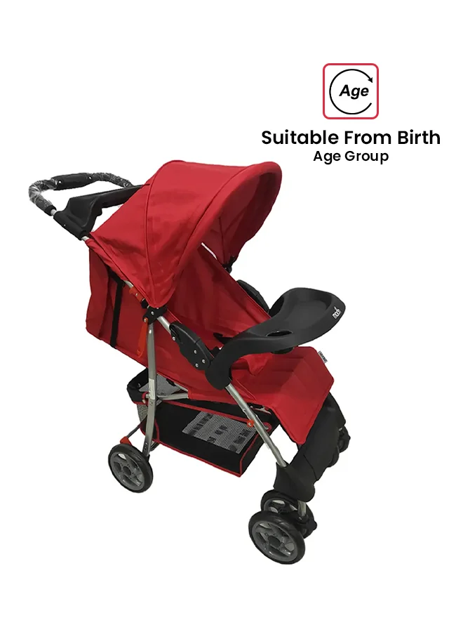 Moon Easy One Hand Fold Stroller with Multi-Position Reclining Seat for Infants (Red Melange, 25 kg) byl1m