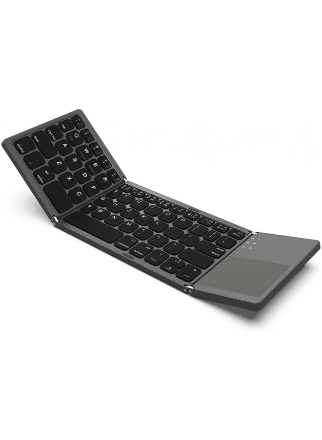 Hedge Foldable Bluetooth Keyboard with Touchpad, Portable Tri-Fold Wireless Keyboard for Tablets and Laptops (Black, 1 Unit) lgnjm