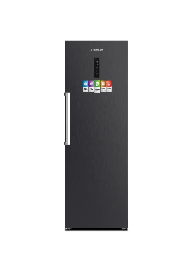 KROME 274L Upright No Frost Freezer with Smart Inverter Compressor and LED Touch Display (Dark Inox, 274L) lluru