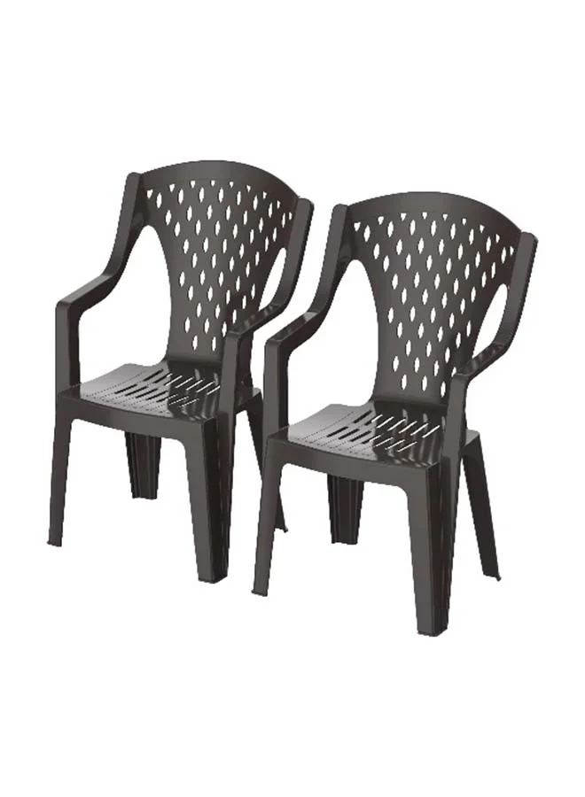 Cosmoplast Queen Chair Set (Dark Brown, 2 Pieces) Premium Plastic Seating for Indoor and Outdoor Use us6bm