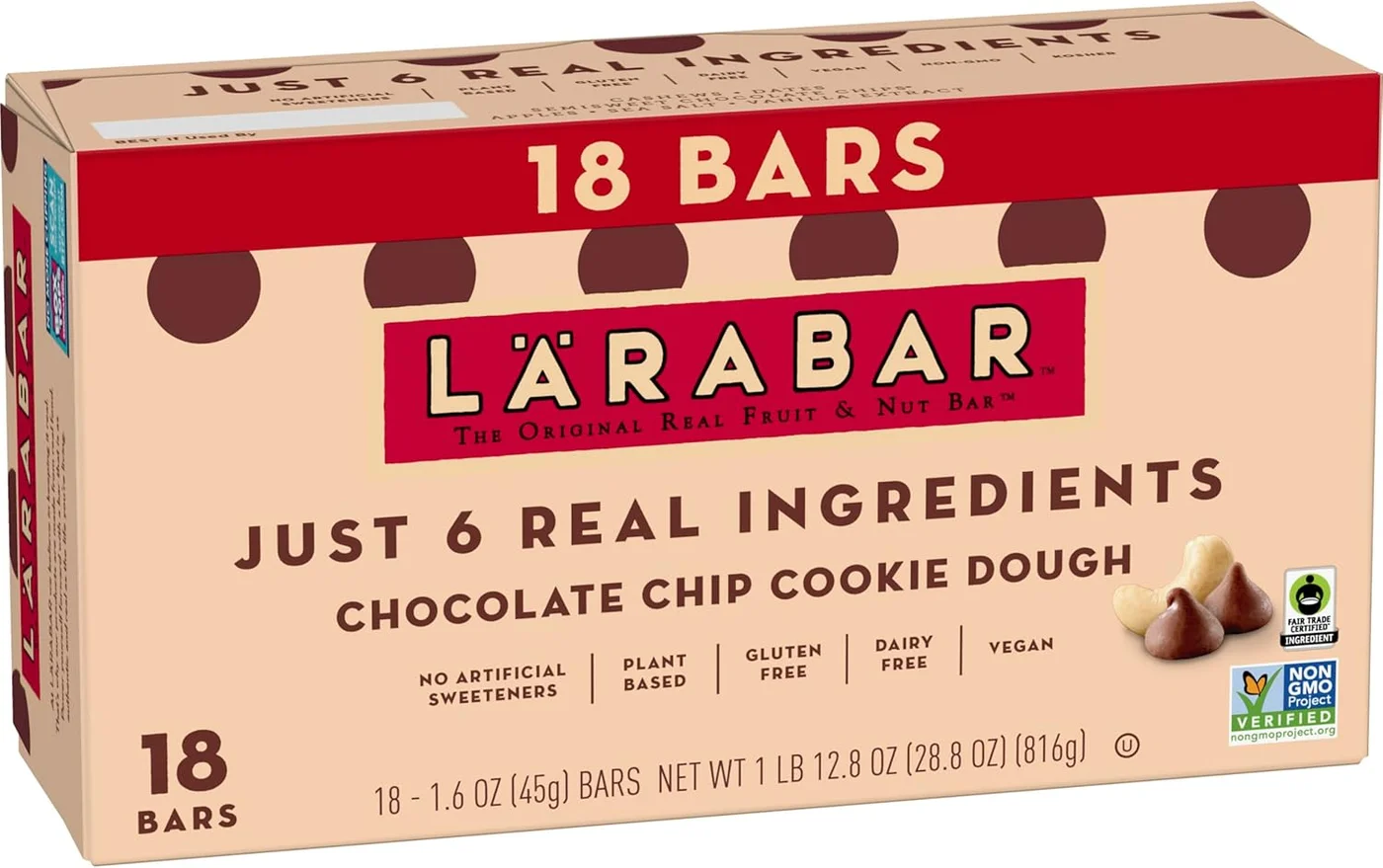 Fruit & Nut Energy Bars Chocolate Chip Cookie Dough Flavor (18 Count, 810g) hfyo2