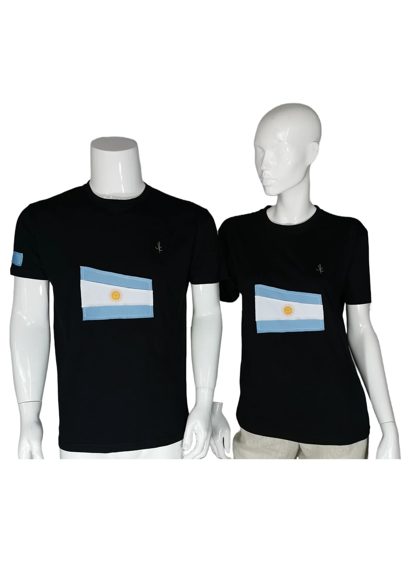 Sana'a Kayum Basic Cotton T-Shirt with Argentina Football Flag Applique (Black, Adult) 4dl7y