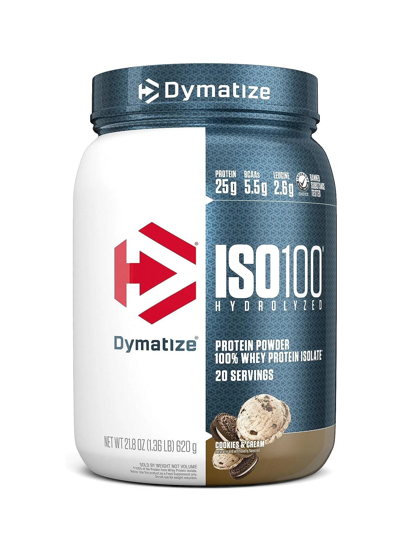 Dymatize ISO100 Hydrolyzed Protein Powder Cookies and Cream (617g) l8tf6
