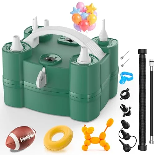LooLaa 4-in-1 Electric Balloon Inflator Pump with Triple Ports for Party Decorations and Sports Balls (Green, 1 Unit) ckt4m