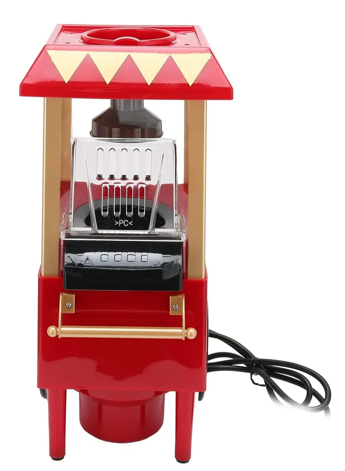 TIGER Retro Hot-Air Popcorn Maker Machine Automatic Electric Corn Popper for Home Parties (Red, 1 Unit) zysuk