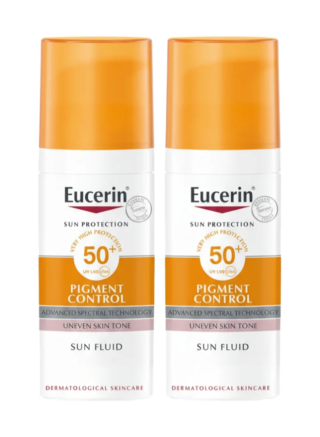 Premium Face Sunscreen Pigment Control Fluid SPF50+ High UVA/UVB Protection for Uneven Skin Tone (2 x 50 mL) ufsyr