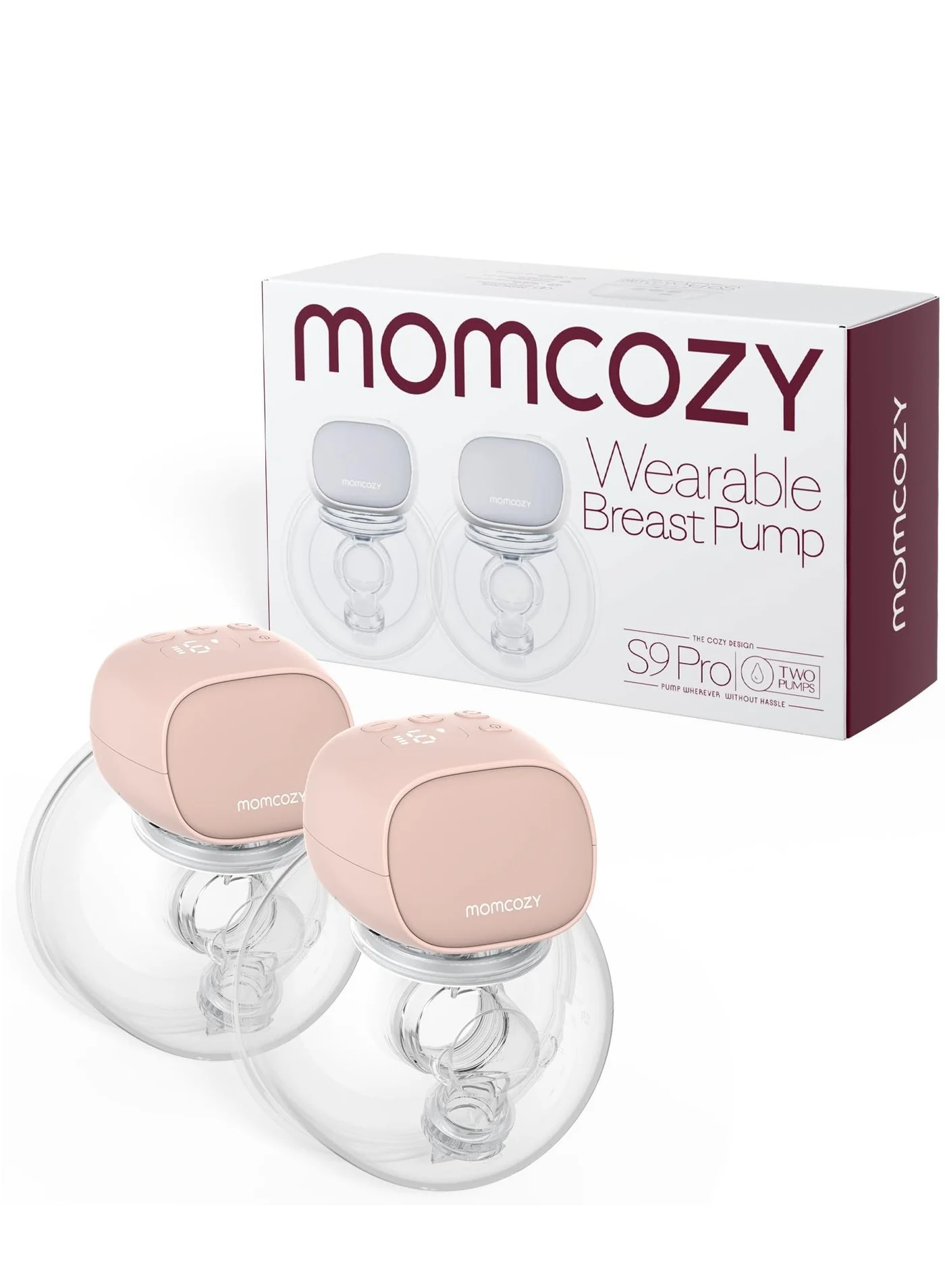 Premium Wearable Double Electric Breast Pump with LED Display (Pink, 2-Pack) z68zq