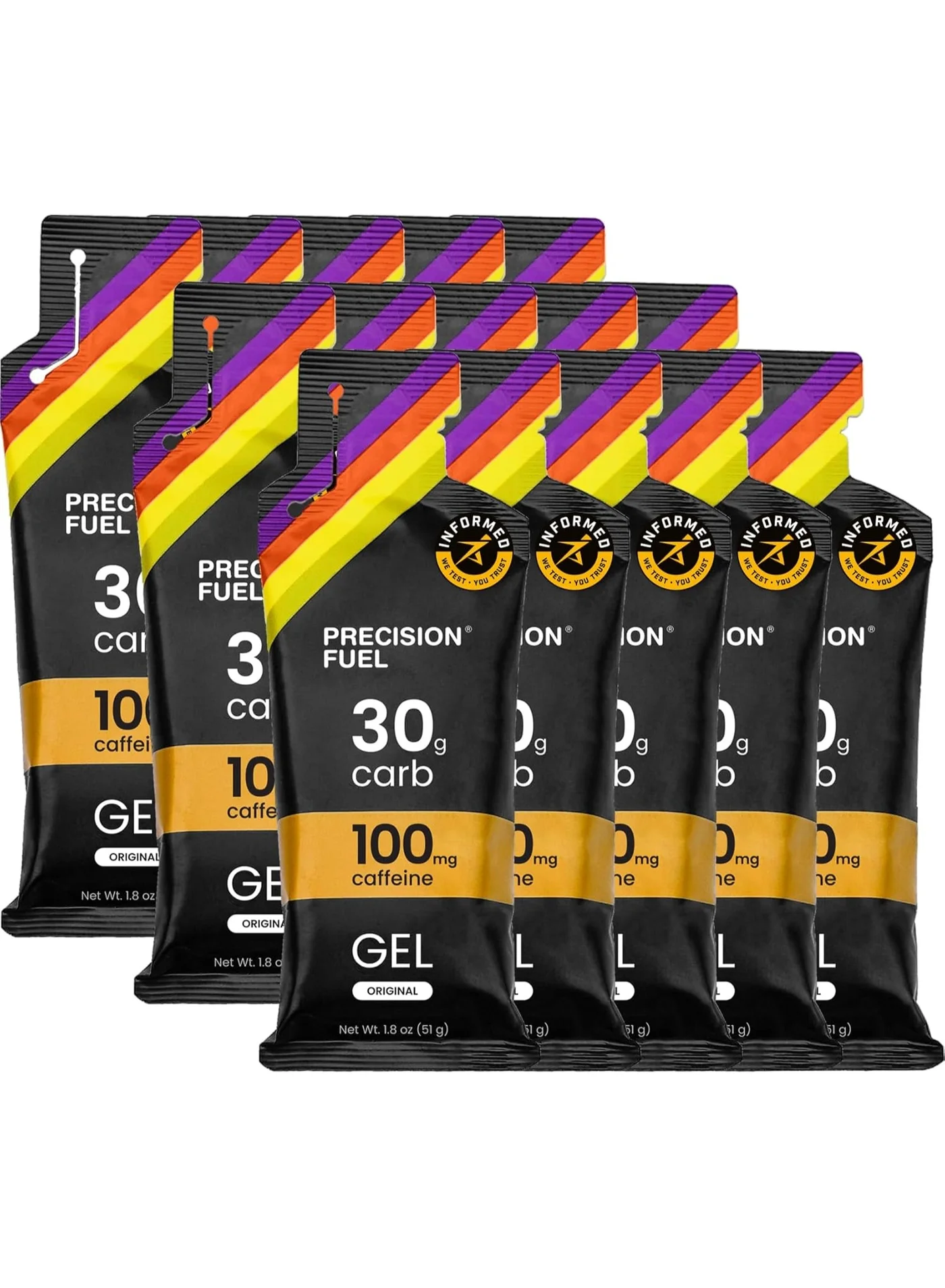 Precision Hydration Fuel 30 Caffeine Energy Gel for Endurance Athletes (Mild Flavour, 15 x 30g Pack) h9dbl
