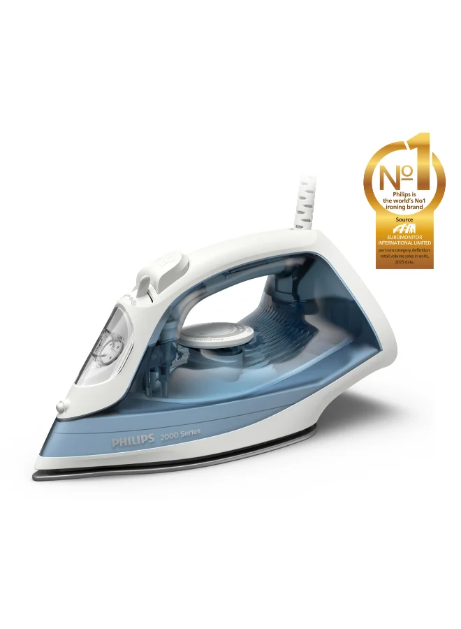 Professional Steam Iron 2000W with Non-Stick Soleplate and 250 mL Water Tank (Sea Blue) cup3x