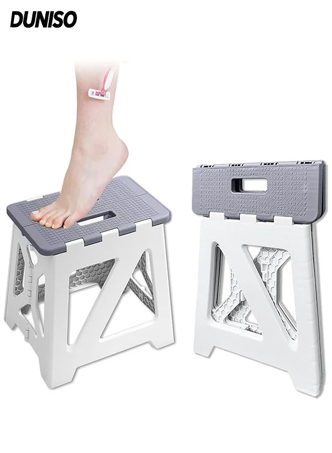 DUNISO Portable Folding Step Stool, Lightweight Heavy-Duty Plastic Foldable Stool for Kitchen and Bathroom (Compact, 25 cm) 0wgh1