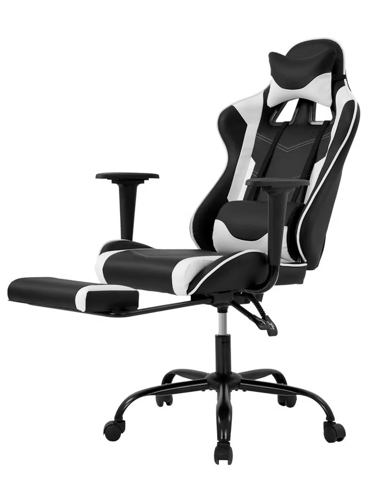 Huitich Ergonomic Gaming Chair with Headrest Footrest and Armrest (Black, Heavy-Duty Office Throne) b21fl