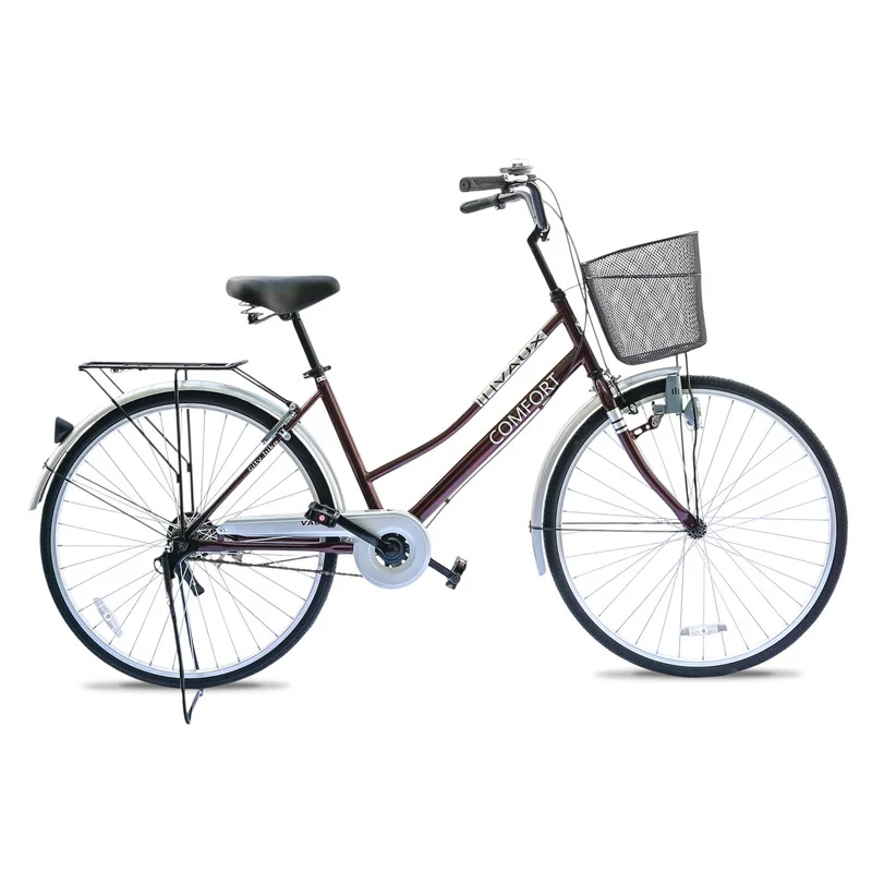 Vaux Comfort Women City Bike with Basket and Adjustable Seat (Maroon, 26-Inch) jifdl
