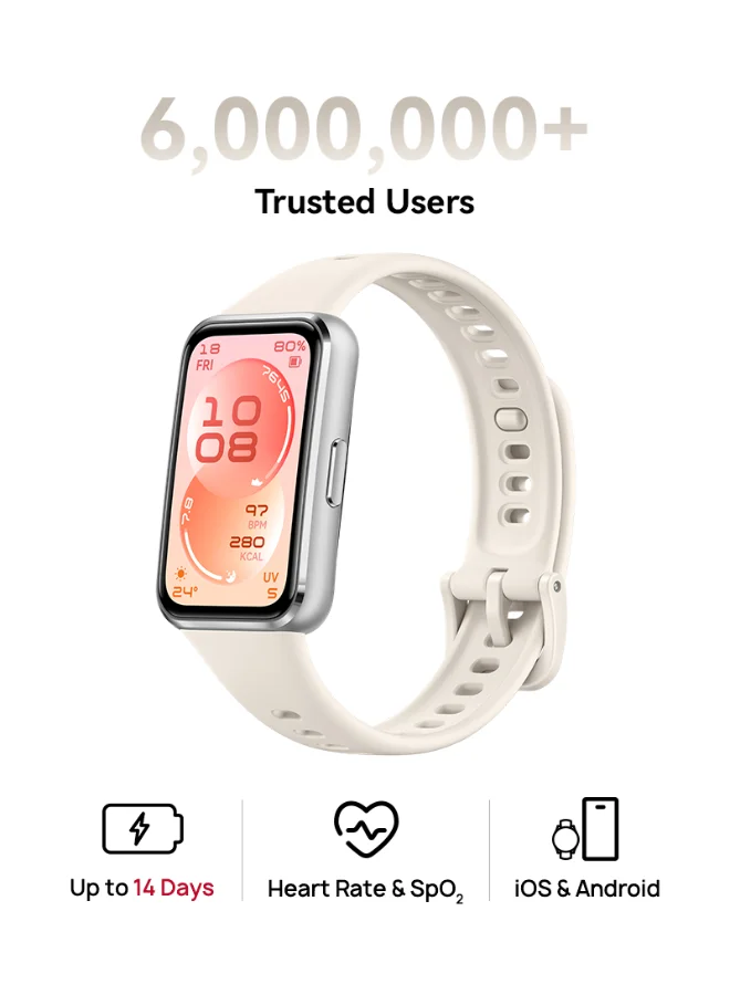 Smart Health and Fitness Tracker Watch, Ultra-Slim Activity Monitor with Sleep and Stress Tracking (White, 4.1 cm) d3cc1