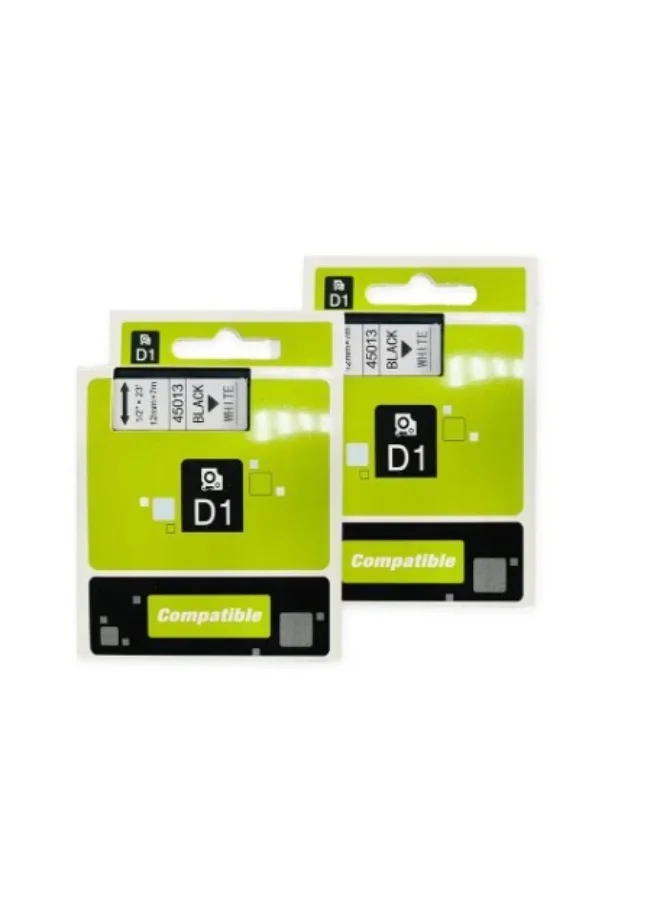 Premium Compatible Label Tape Refill (Black on White, 12mm x 7m, 5-Piece Set) for Thermal Label Printers zsw10