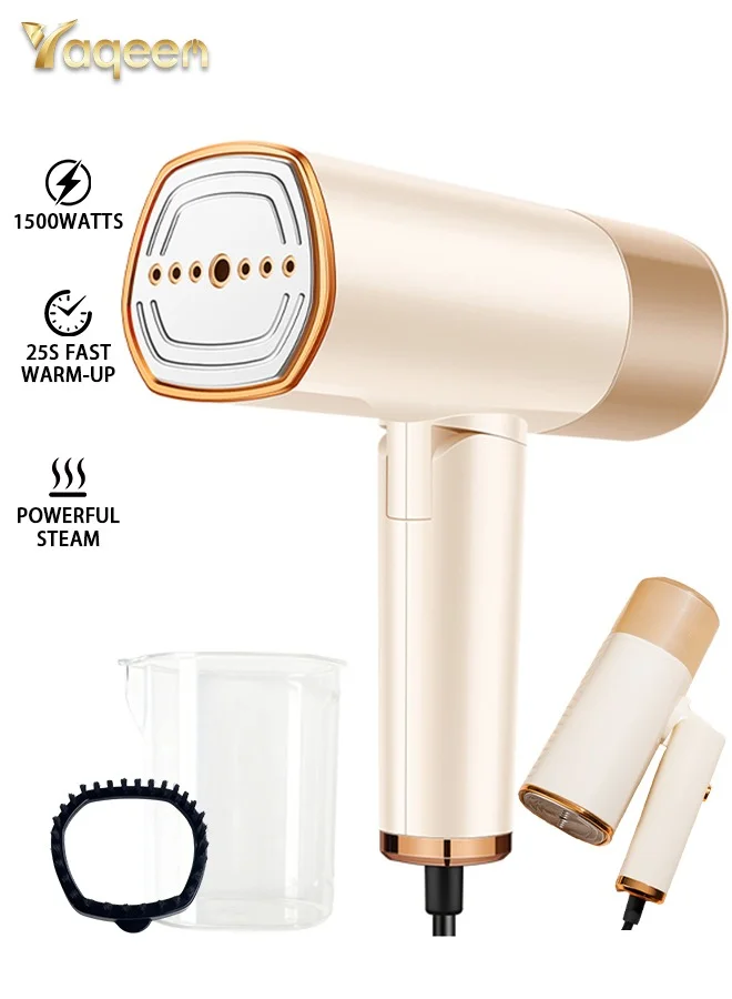 Yaqeen Handheld Garment Steamer Portable Foldable Ironing Device (1500W, 168mL, Ivory) k237r
