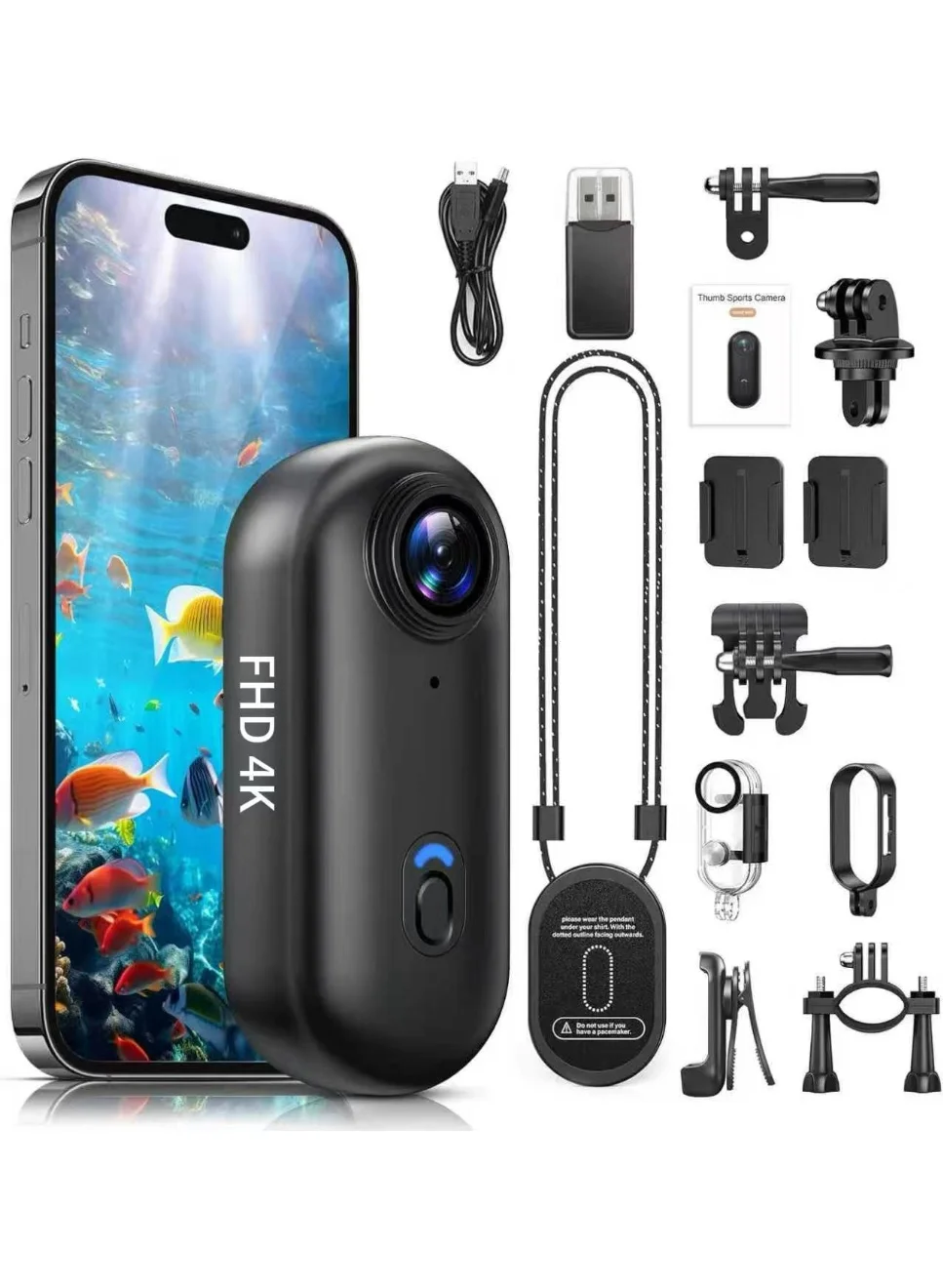 TOP ONE 4K Action Camera Ultra HD Waterproof Sports Camcorder (Compact, Black) gmhb1
