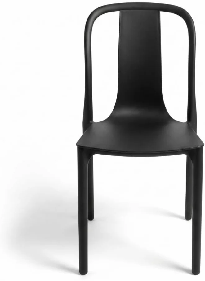 Marcolo Verona Modern Dining Chair Ergonomic Curved Backrest Lightweight Durable Indoor Outdoor Seating (Black, 80 cm Height) cojqu