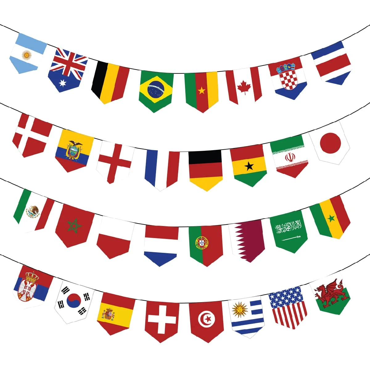 International Soccer Tournament 32 Nations Flag Bunting Banner Garland for Football Party Decorations (Multicolor, 10 Meters) usa8f