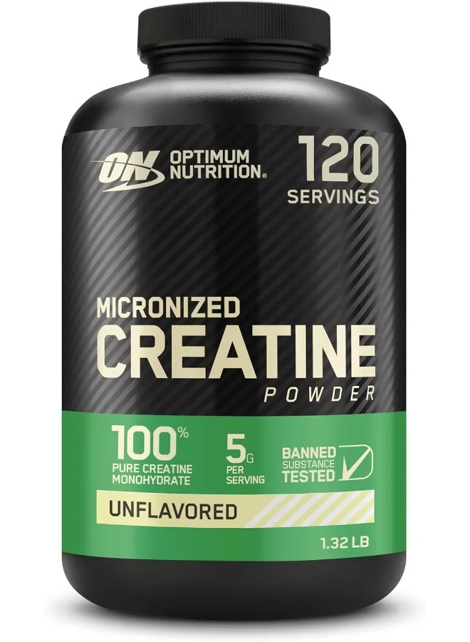 Optimum Nutrition Micronized Creatine Monohydrate Powder Premium Muscle Support (Unflavored, 600 g) 8qdzg
