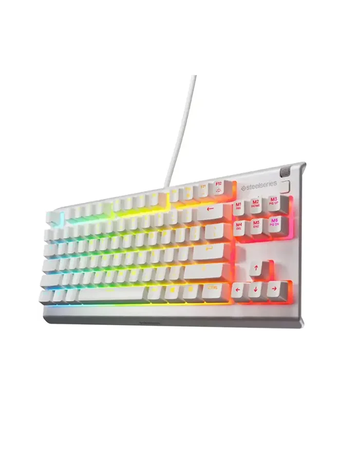 Premium Tenkeyless RGB Gaming Keyboard, Water-Resistant Wired Mechanical-Feel Switch, Compact Layout for PC Gaming (White) uepkm