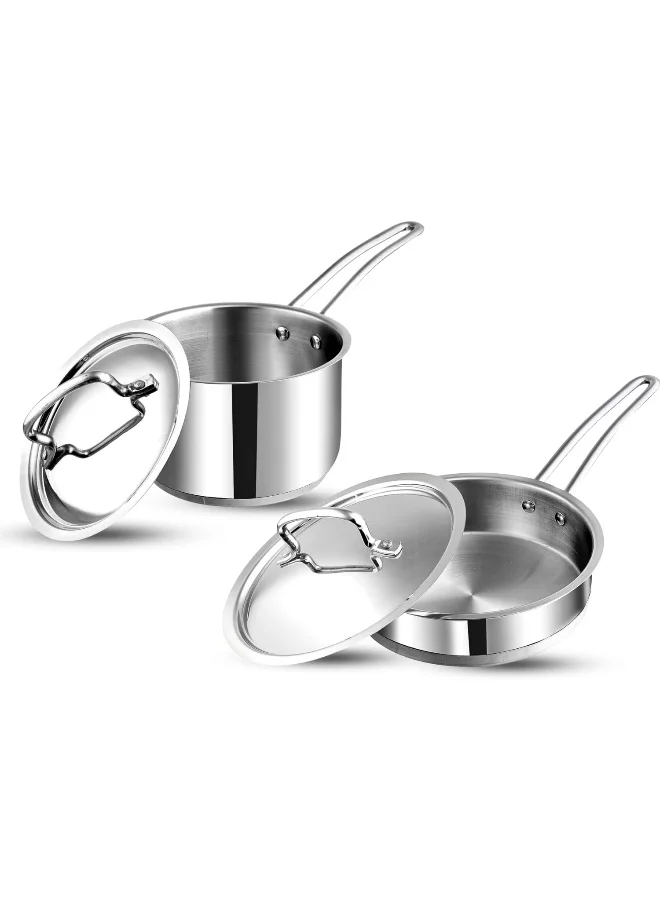 VINOD Classique Deluxe Stainless Steel Cookware Set (2-Piece, 2.1L Saucepan and 20cm Frypan) Induction Compatible Premium Kitchen Essentials pcq5l