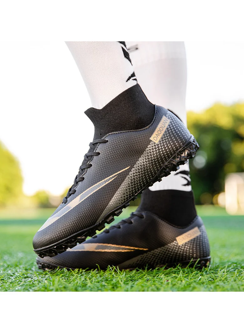 AUTOYSUR Professional Soccer Cleats Athletic Turf Football Shoes for Men and Boys (Black, 42 EU) tex1c