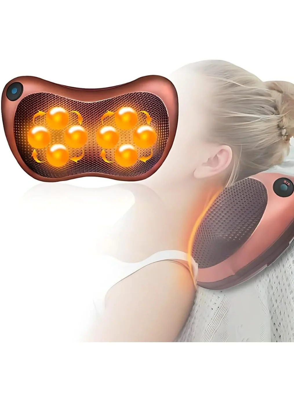 Bluejw Shiatsu Back and Neck Massage Pillow with Heat Function (Premium Electric Cushion for Muscle Relaxation, Home and Car Use) 53oz9