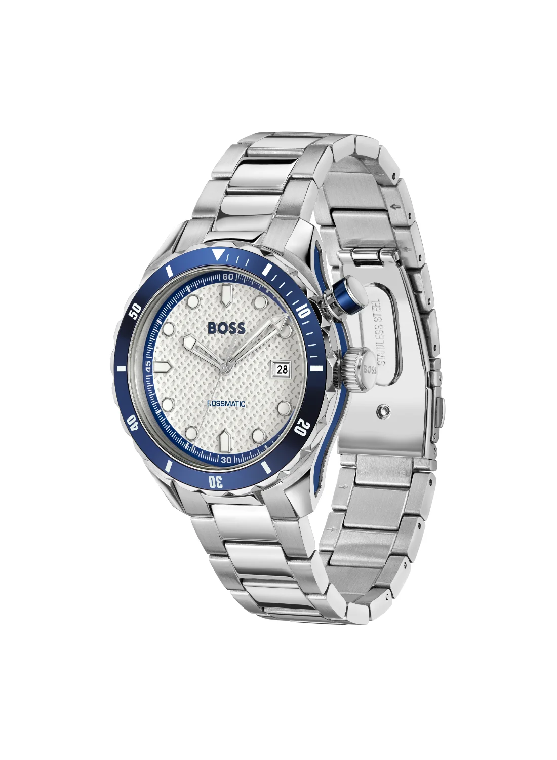 Premium Round Analog Men's Watch Stainless Steel Case (White, 42mm) 30ivj