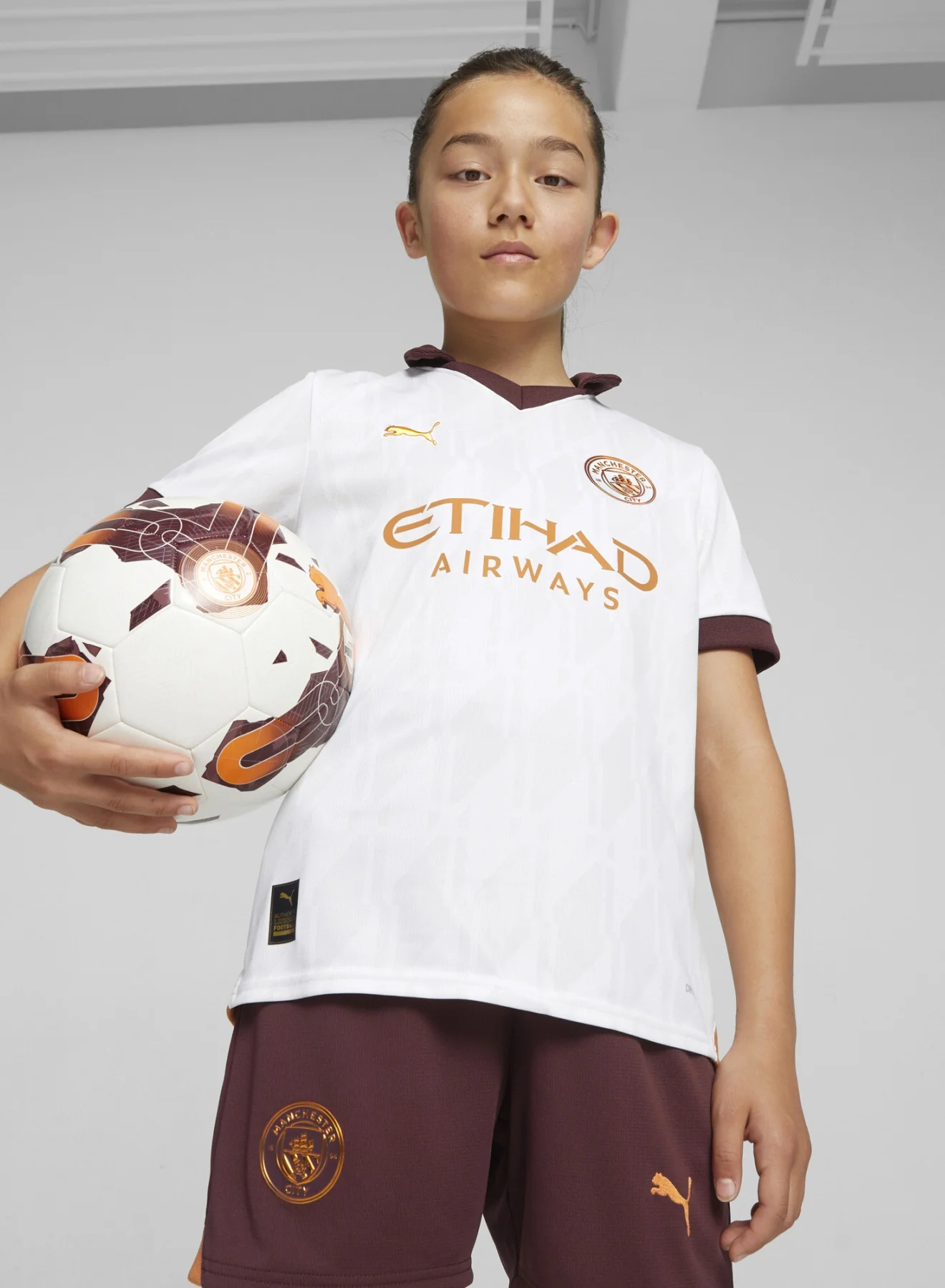 Sport Football Away Jersey 2023/24 Season Premium Polyester Short Sleeve Shirt (White, Kids) wkesg