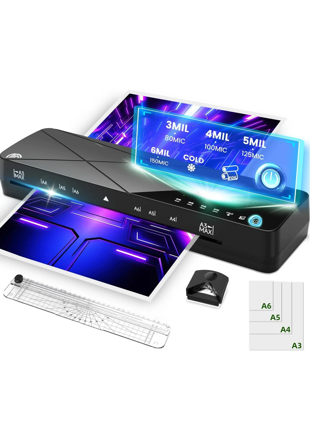FN A3 Laminator Machine 5-in-1 Thermal Lamination System with 6 Modes for Home Office School (A3 Size) azrez