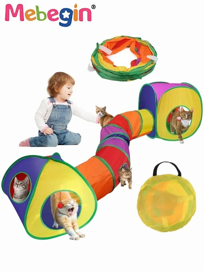 MEBEGIN Portable Cat Tunnel 2-Way Collapsible Pet Play Toy (Tear-Resistant Polyester, 120 cm) go7w0