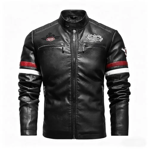YXYSZZ Motorcycle Biker Jacket for Men Protective Windbreaker Coat (Black, XL) rkrfz