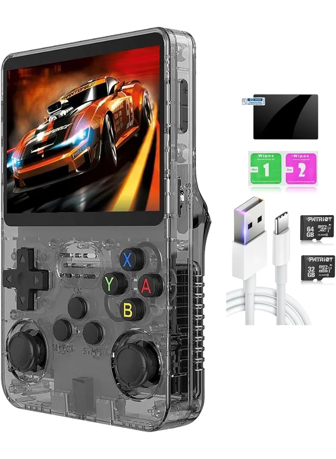 ELTRAZONE Handheld Retro Gaming Console 3.5-Inch Portable Emulator Device (Black, 80GB Dual Storage) 2pccj