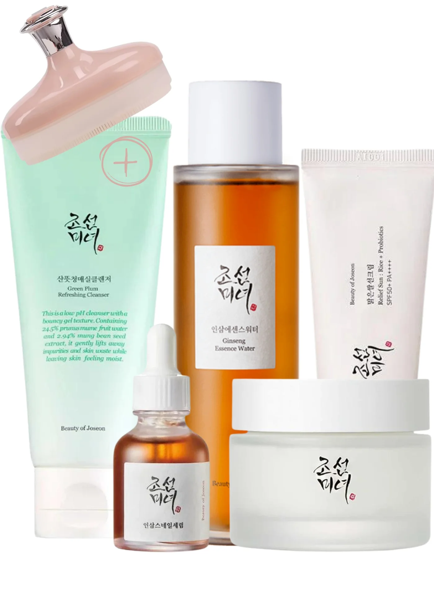 Premium Skincare Collection Set with Cleansing Foam, Essence Water, Revive Serum, Dynasty Cream, and Probiotic Sunscreen (Green, 360mL) 1beqa