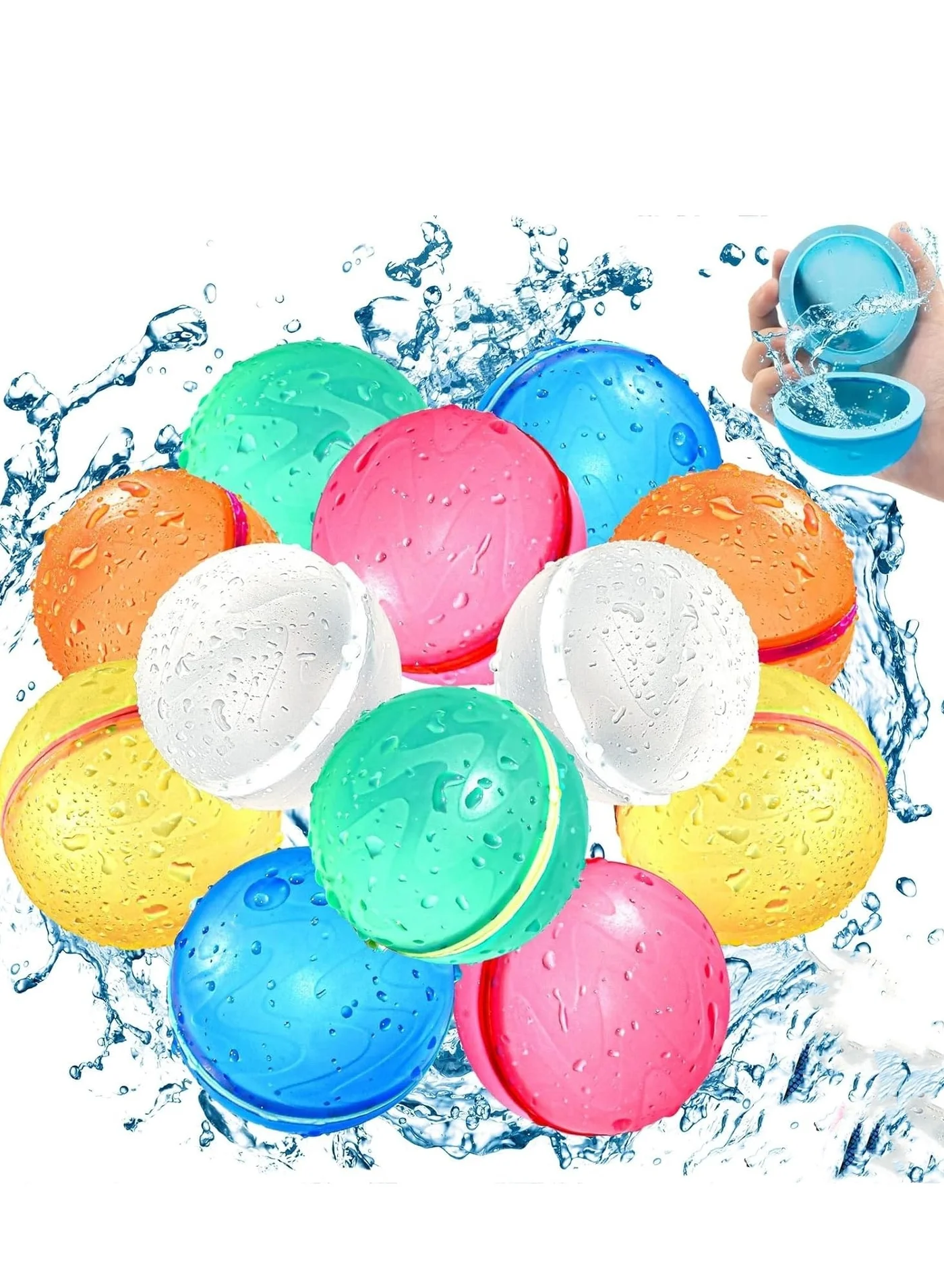 XICEN Reusable Water Balloons Self-Sealing Silicone Water Bombs for Outdoor Swimming Pool Party (12 Pieces) 8vqu0