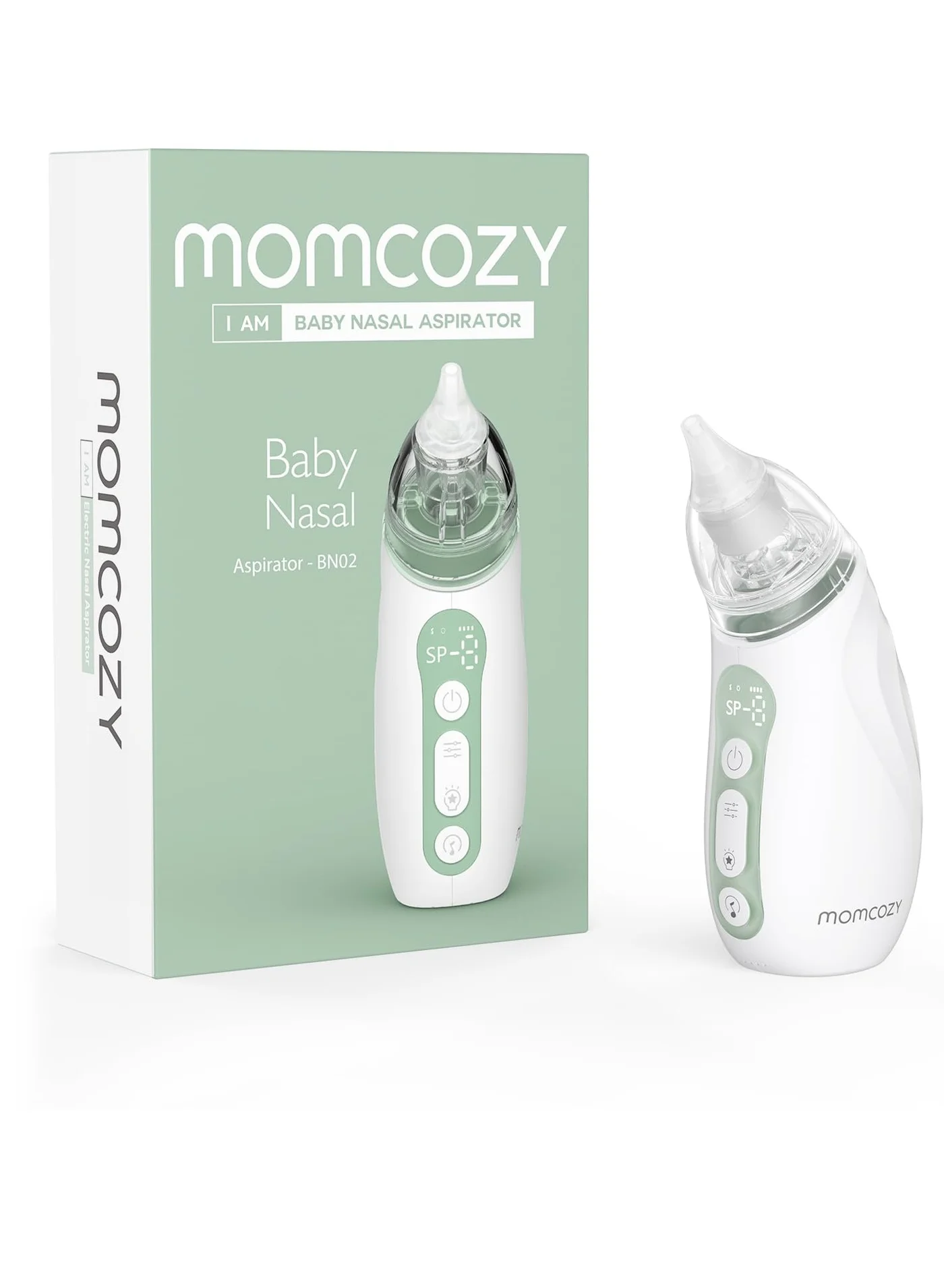 Momcozy Rechargeable Baby Nasal Aspirator with LED Light and Music (Portable, White, 1 Unit) r85r7
