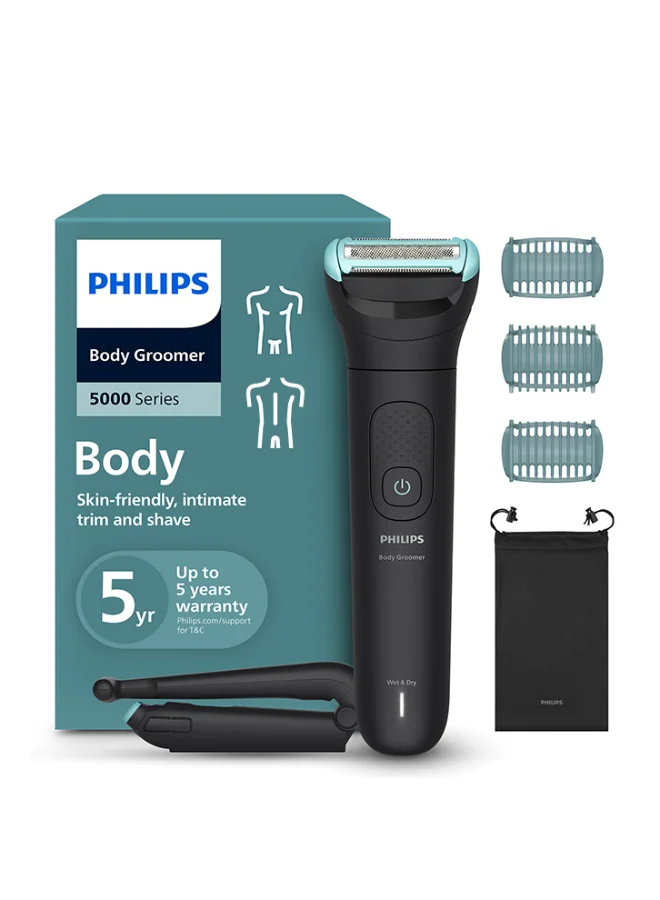 Professional Body Groomer for Men, Waterproof Electric Trimmer with Back Attachment and 3 Precision Combs (Black) m1crk