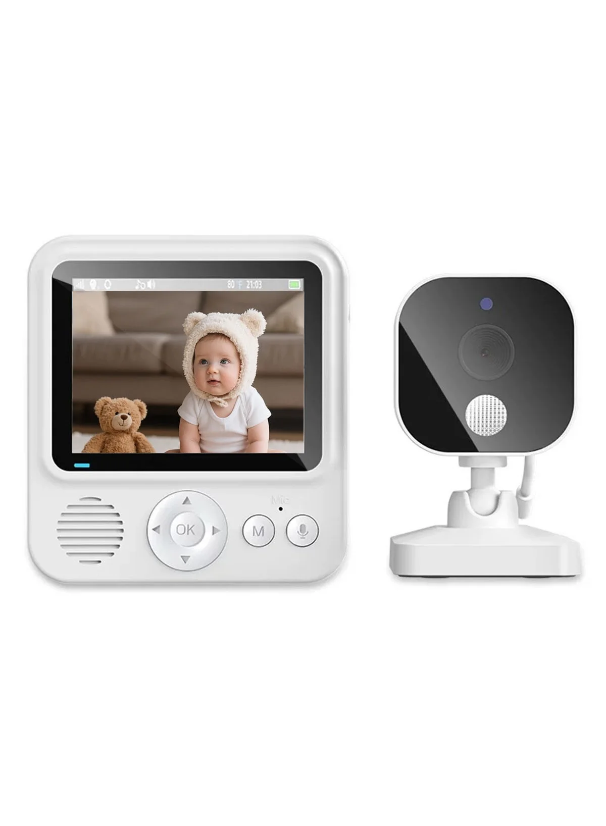 SageLiving 2.8-inch Wireless Baby Monitor with HD Camera Night Vision Two-Way Audio and Temperature Sensor (White, 1 Unit) s0no8