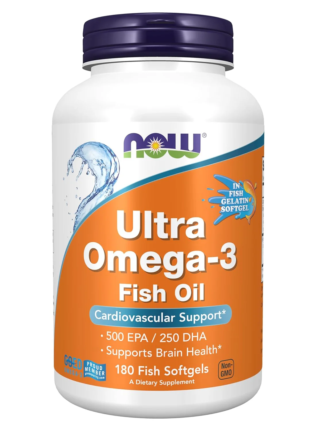 Now Foods Ultra Omega-3 Fish Oil Supplement (500mg EPA / 250mg DHA, 180 Softgels) 6qnt7