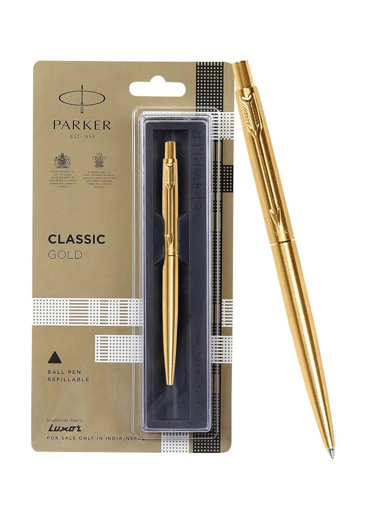 Premium Classic Gold Ballpoint Pen Professional Writing Instrument for Executives (Blue Ink, Fine Nib) uzroe