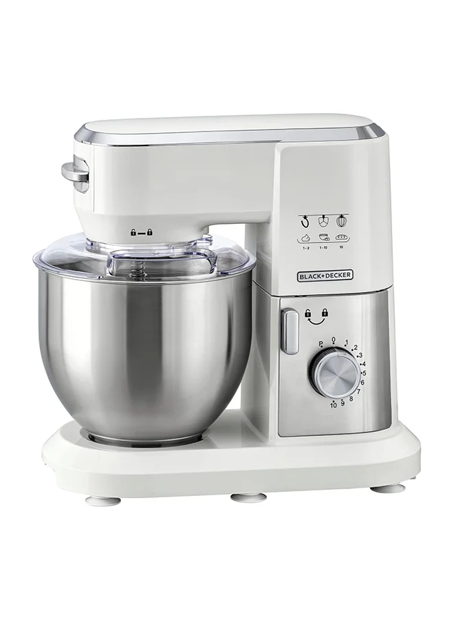 Premium Stand Mixer with Stainless Steel Bowl, 10-Speed Planetary Mixing Action, Tilt-Head Design for Baking and Kneading (White, 6 L, 1000 W) 9k7y3
