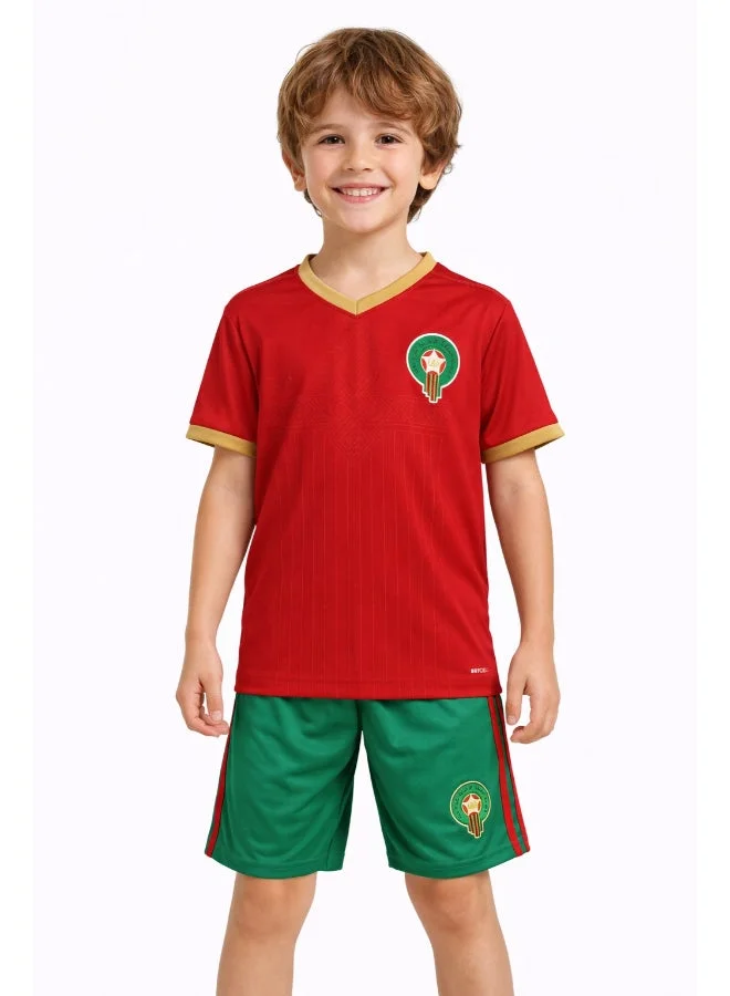 Toyland Morocco 2026 World Cup Home Football Jersey Kit (Red, Kids 120cm) 5f2jm