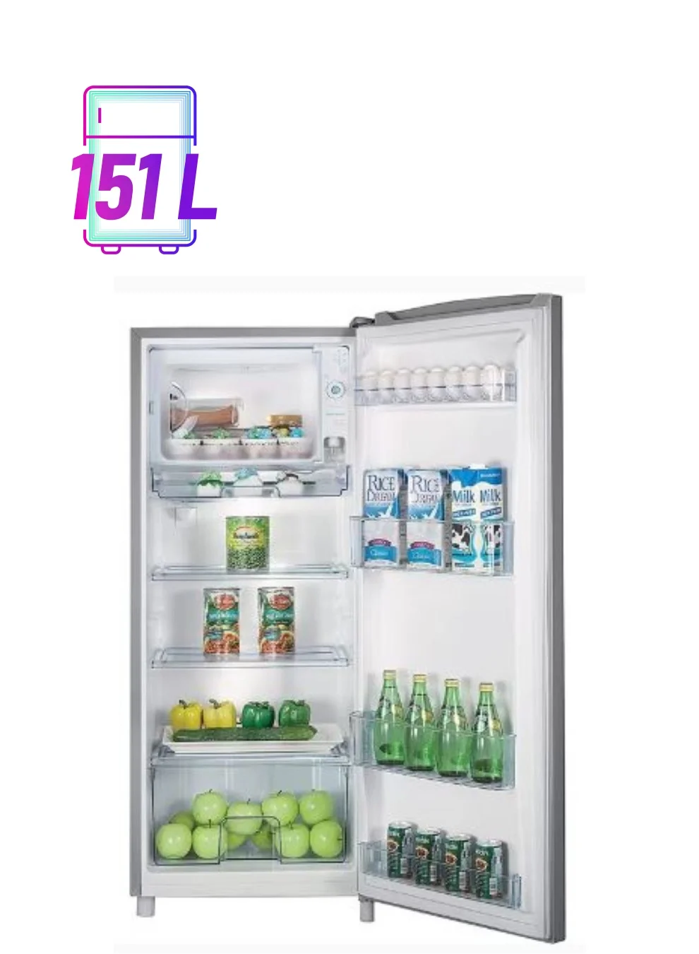 Premium Single Door Refrigerator Compact Fridge (Silver, 198L) xjwxn
