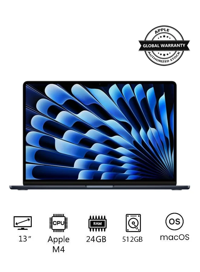 Premium Smart 13-Inch Laptop, 10-Core CPU 10-Core GPU, 24GB RAM, 512GB SSD, Midnight (International Version) nful7