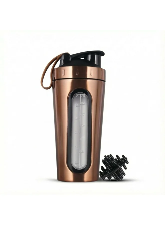 Circuit Green Protein Shaker 304 Stainless Steel Leak-Proof Gym Mixer with Mixing Ball (Bronze, 700 mL) lib1m