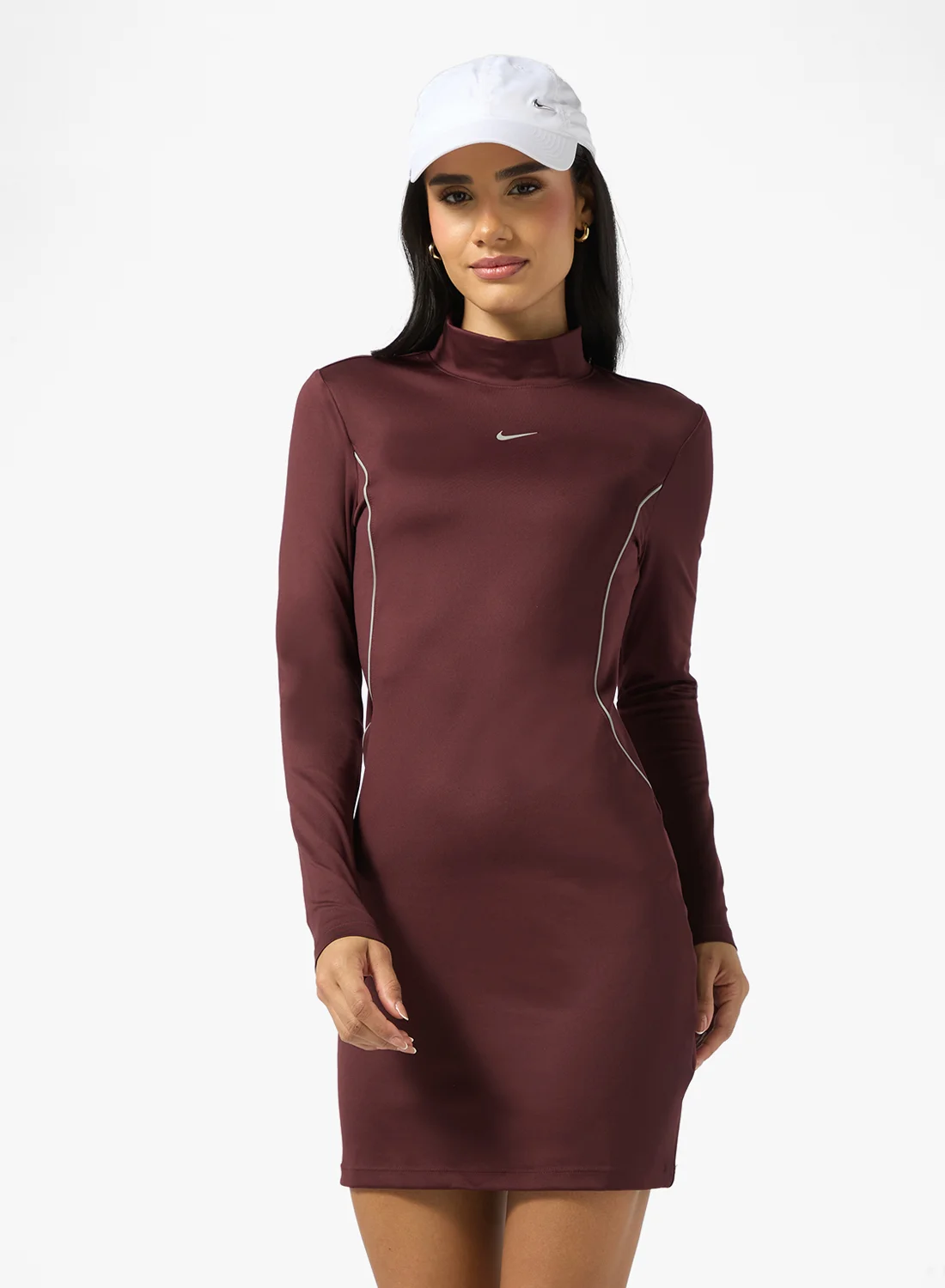 Athletic Long Sleeve Dress Premium Casual Midi Silhouette For Women (Size M) 5dg0z