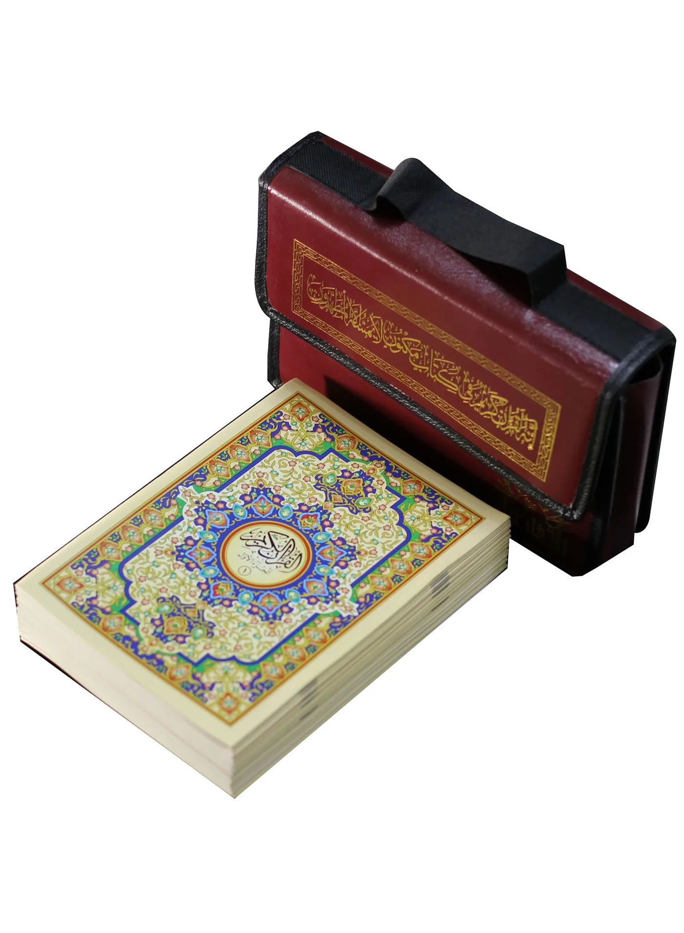Premium Leather Bound Holy Qur¡¯an 30-Part Set (Red, 14x20 cm) eqrms