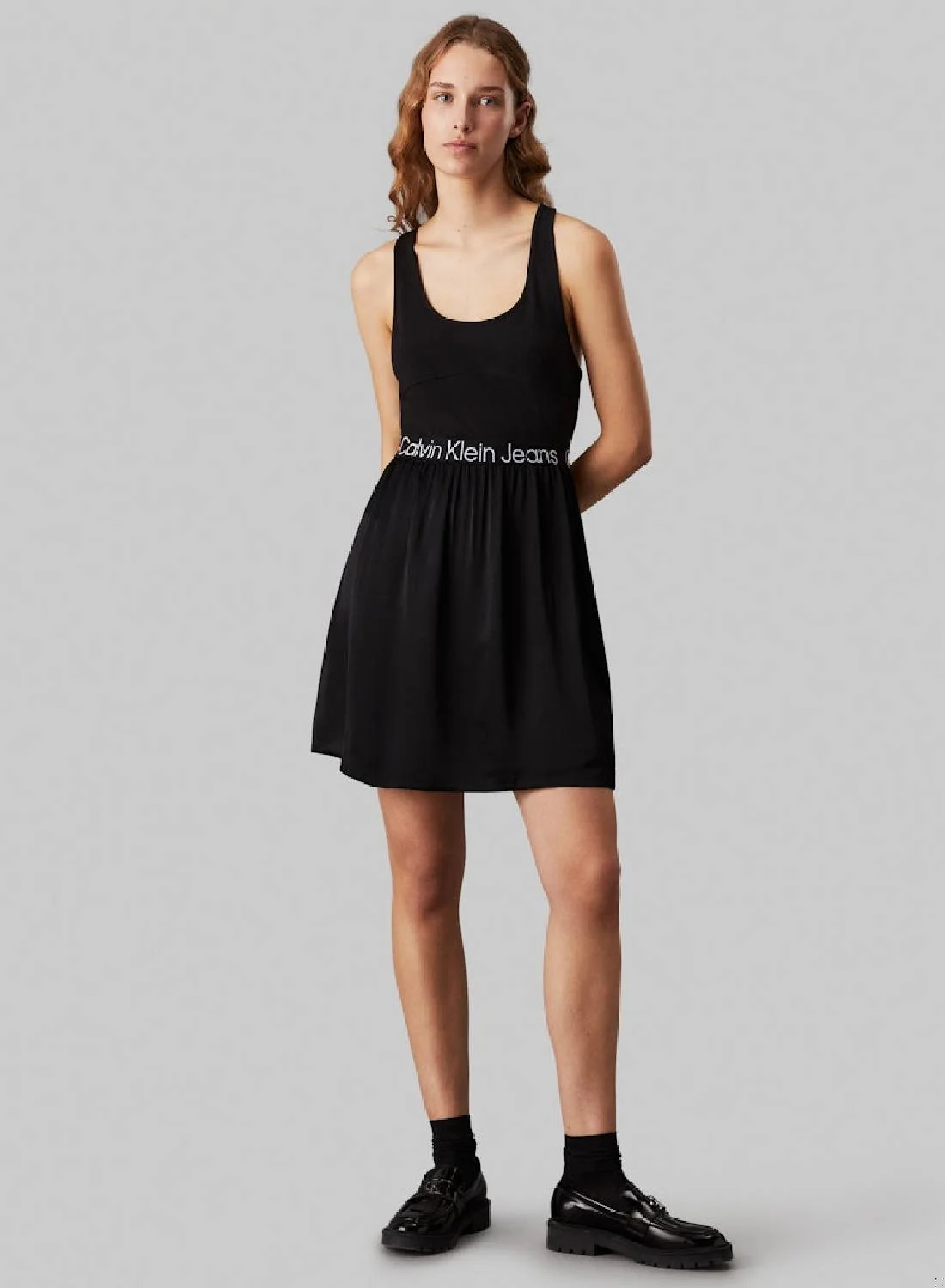 Premium Sleeveless A-Line Dress Elegant Casual Summer Wear for Women (Black, Medium) gd8re